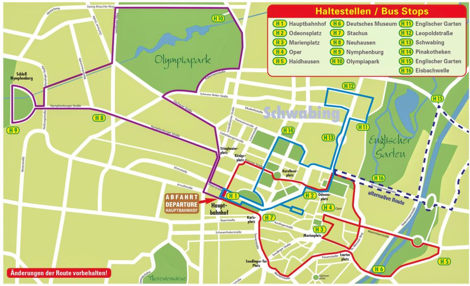 Munich Hop-On Hop-Off Tour: 1-Day or 2-Day Ticket - City Tour: Old Town Sights Like Marienplatz and Odeonsplatz